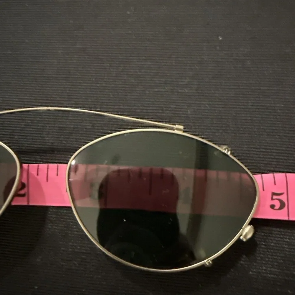 Lot of 2 Vintage Clip On Wire Sun Glasses Green Tint